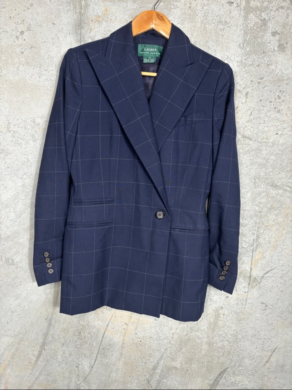 Lauren Ralph Lauren Wool Navy Windowpane Sport Coat
